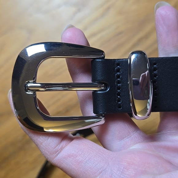 Madewell black leather silver studded Western belt - Picture 2 of 4